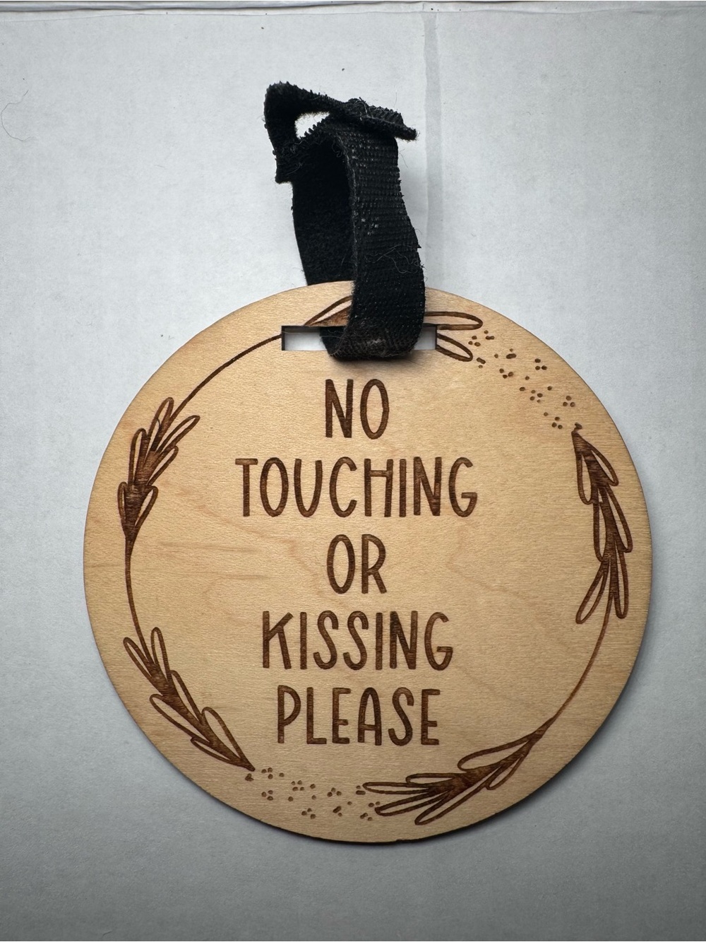Rustic Wood 'No Touching or Kissing Please' Wall Sign - Natural Wood